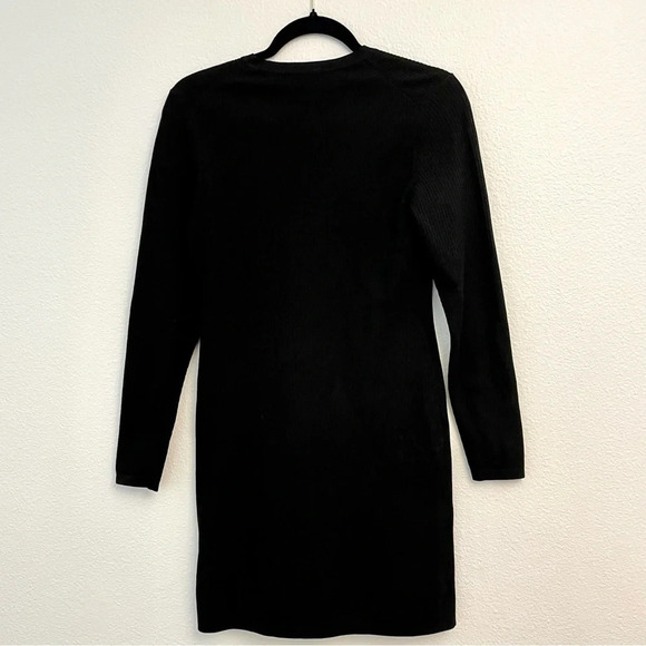 Marc By Marc Jacobs Black Ribbed Long Sleeve Mini Dress Form Fitting Size Medium - Picture 2 of 12